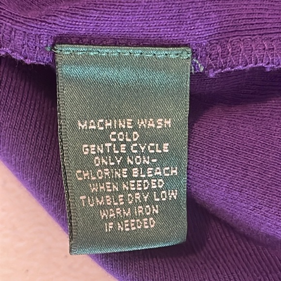 LAUREN RALPH LAUREN SOLID PURPLE LONG SLEEVE TSHIRT SZ LARGE - Picture 4 of 5